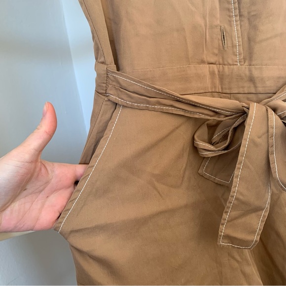 Bershka • Full Length Tan Jumpsuit Coveralls - Picture 8 of 13